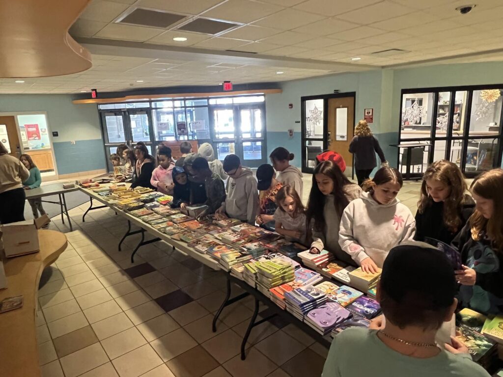 group of children at book sale